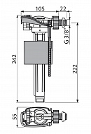 Впускной механизм Alcaplast A150P-3/8", с боковой подводкой для пластиковых бачков 