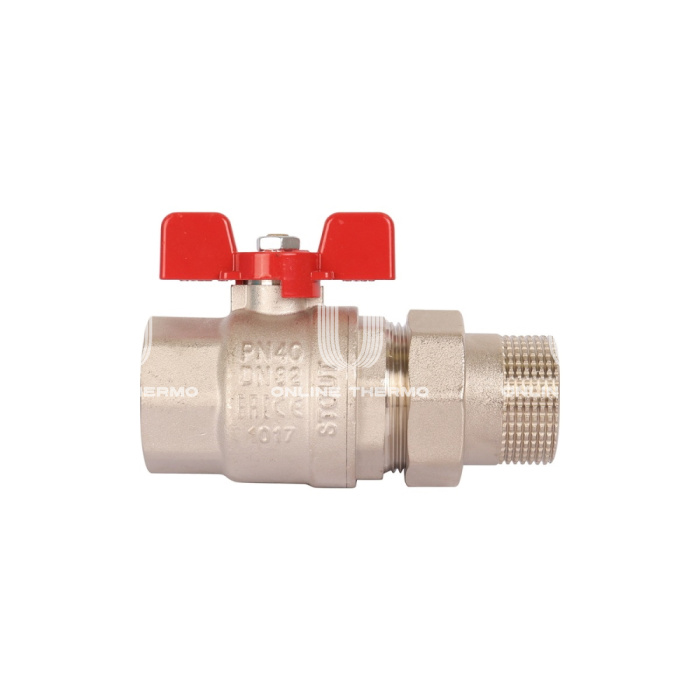 Кран шаровой Stout полнопроходной с "американкой", ВР-НР, ручка бабочка 1" 1/4 (EPDM) 