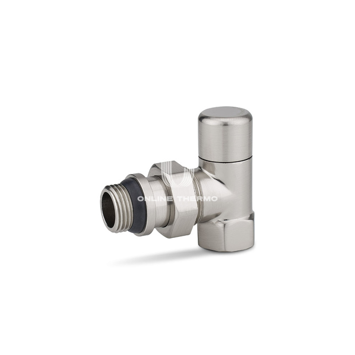 Запорный радиаторный клапан Varmega VMDV03-510404, 1/2" ВР-НР, угловой, матовый никель 
