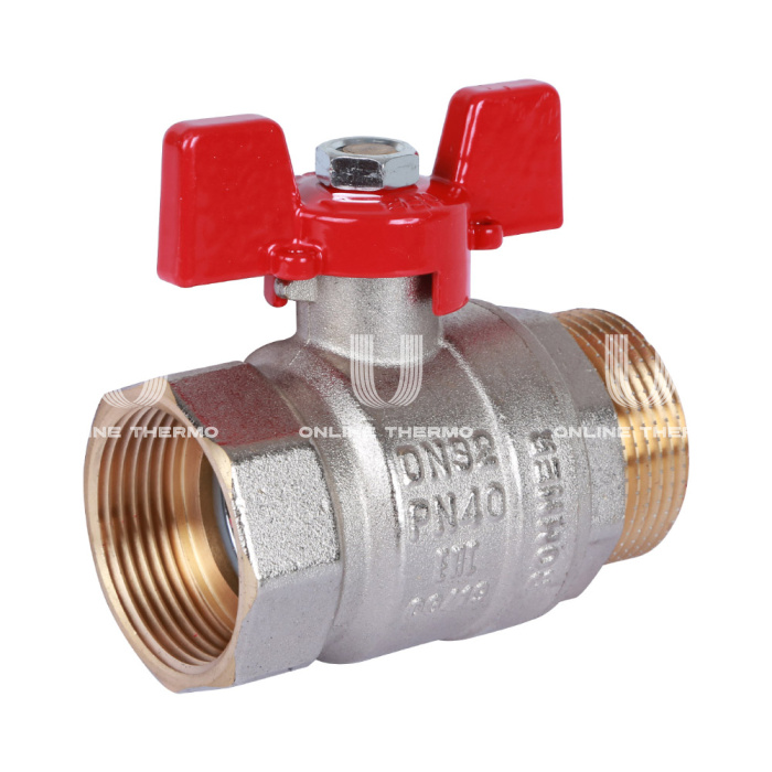 Кран шаровый Rommer RBV-0004-0210232, 1 1/4" ВР-НР, стандартный, ручка-бабочка 
