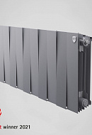 Биметаллический дизайн радиатор Royal Thermo PianoForte 300 Silver Satin (серый) - 14 секций, боковое подключение 