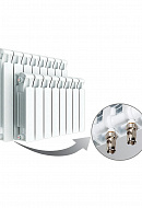 Биметаллический радиатор секционный Rifar Monolit Ventil 350 нижнее левое подключение - 12 секций 