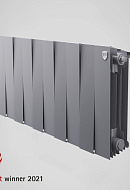 Биметаллический дизайн-радиатор Royal Thermo PianoForte 300, серый - 8 секций, боковое подключение 