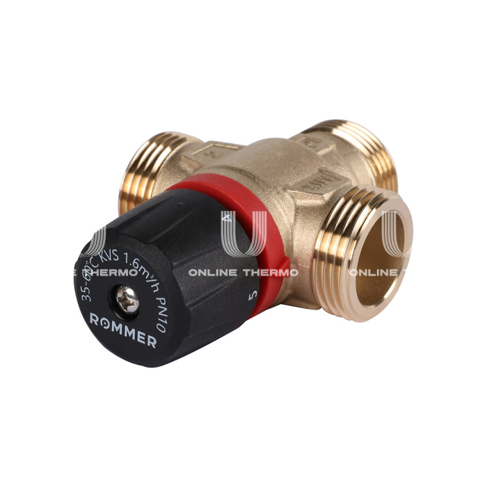 Термостатический смесительный клапан Rommer RVM-0132-166025 НР 1", Kvs 1.6, PN5, 35-60°C 