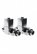 Комплект радиаторных клапанов (вентилей) ручной регулировки Royal Thermo Cube RTE 56.001 1/2" ВР-НР, прямой, комплект из 2 шт., хром 