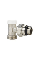 Запорный радиаторный клапан (вентиль) ручной регулировки Varmega VM10212, 1/2" x 3/4"EK НР, угловой, с самоуплотняющимся полусгоном 