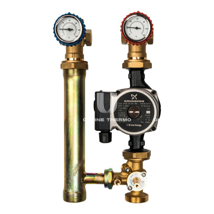 Насосная группа Stout SDG-0003-002502 DN 25 (1") с приводным смесителем и насосом Grundfos UPSO 25-65, подача справа 