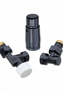 Комплект Schlosser Standard Mini из термостатического и запорного клапана 1/2"х1/2" ВР-НР и термоголовки Mini Diamant М30х1.5 602200126 Ral 9005, осевой, без преднастройки 