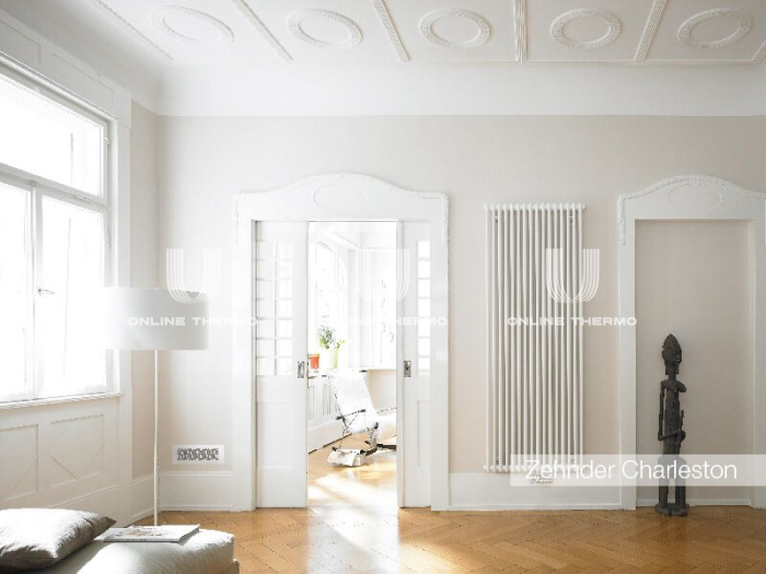 Стальной трубчатый радиатор Zehnder Charleston Completto 2200/10 V001 RAL 9016 1/2", нижний, белый, без крепления 