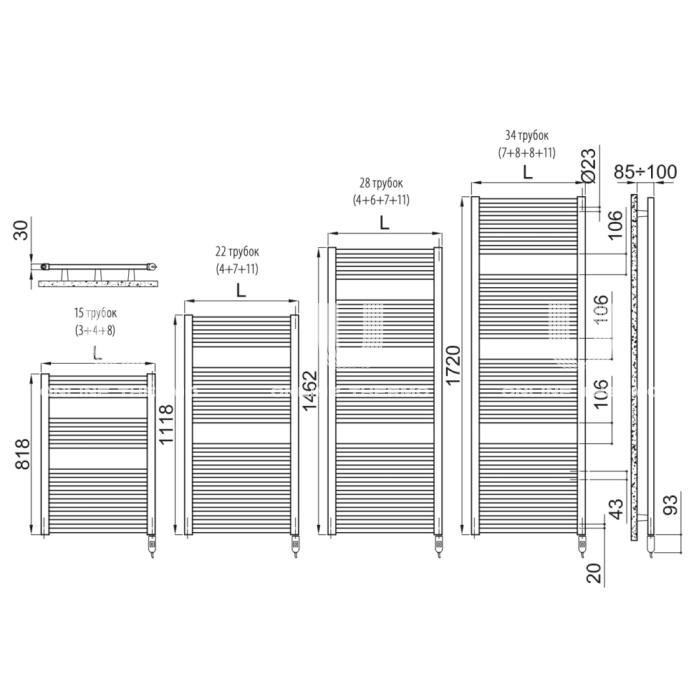 Полотенцесушитель электрический Irsap Ares Electric-Heater K 818-580 мм, EIS058K01IR01NNN, белый 