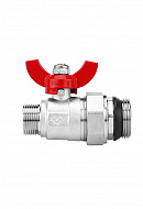 Комплект прямых шаровых кранов Varmega VM15952, 1"x3/4" НР-НР, с разъемным соединением, ручка-бабочка, для коллекторных групп 