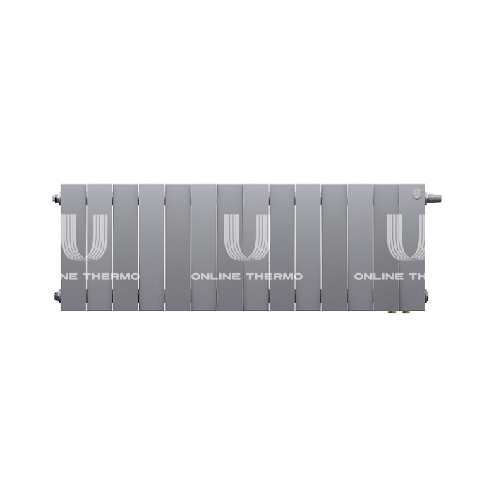 Биметаллический дизайн радиатор Royal Thermo PianoForte VD 300 Silver Satin (серый) VDR80 - 14 секций, нижнее правое подключение, 80мм 