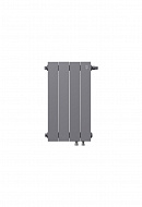 Биметаллический дизайн радиатор Royal Thermo PianoForte 500 Silver Satin (серый) VDR80 - 4 секции, нижнее правое подключение, 80 мм 