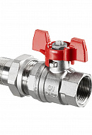 Кран шаровый  с разъемным соединением Oventrop Optibal 1075806, 3/4" ВР-НР, полнопроходной, ручка-бабочка 