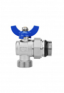 Комплект угловых шаровых кранов Varmega VM15955, 1"x1" НР-НР, с разъемным соединением, ручка-бабочка, для коллекторных групп 