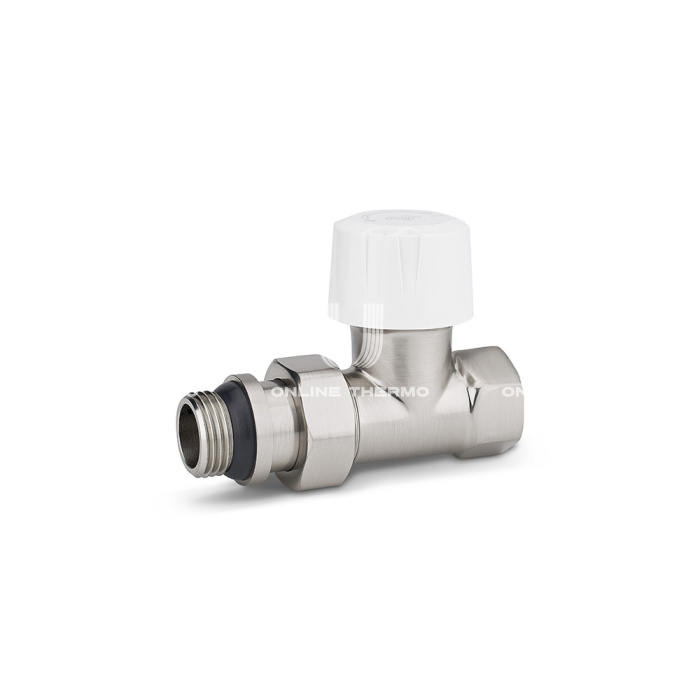 Термостатический клапан (терморегулятор) Varmega VMDV06-510404, 1/2" ВР-НР, прямой, матовый никель 