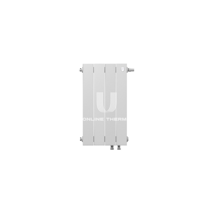 Биметаллический дизайн радиатор Royal Thermo PianoForte 500 Bianco Traffico (белый) VDR80 - 4 секции, нижнее правое подключение, 80мм 
