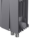 Биметаллический дизайн радиатор Royal Thermo PianoForte VD 200 Silver Satin (серый) VDR80 - 14 секций, нижнее правое подключение, 80мм 
