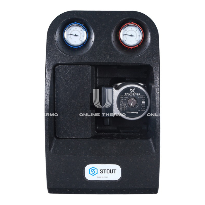 Насосная группа Stout SDG-0038-182502 DN 25 (1") с разделительным теплообменником (18 пластин), с насосом Grundfos UPSO 25-65, подача справа 