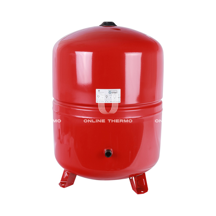 Расширительный бак для отопления Stout STH-0005-000100, 100 л, красный вертикальный, на ножках 