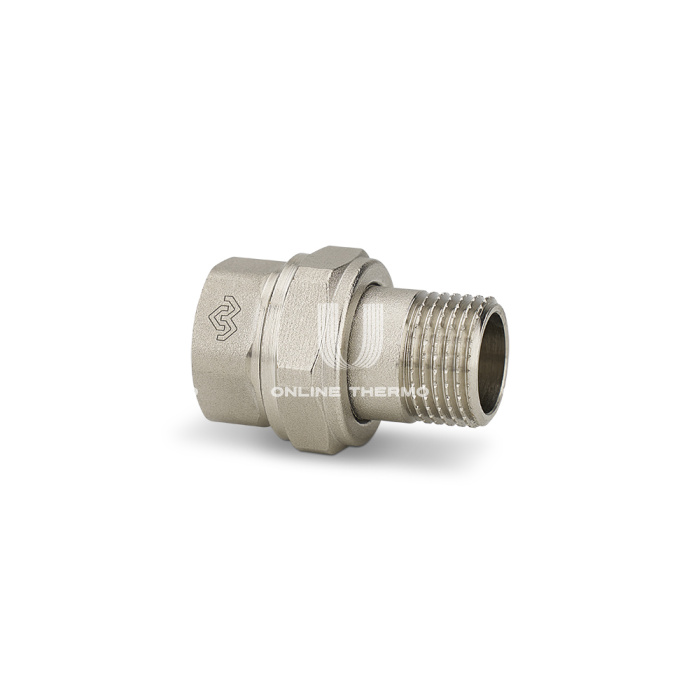 Прямое разъемное соединение Varmega ВР-НР 1 1/2", VMTF51-N000808, с плоским уплотнением, никелированное 