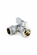 Кран шаровый угловой для стиральных/посудомоечных машин Uni-Fitt 182C2320, 1/2"х3/4"х1/2" НР-НР-ВР, ручка-флажок 