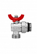 Комплект угловых шаровых кранов Varmega VM15955, 1"x1" НР-НР, с разъемным соединением, ручка-бабочка, для коллекторных групп 