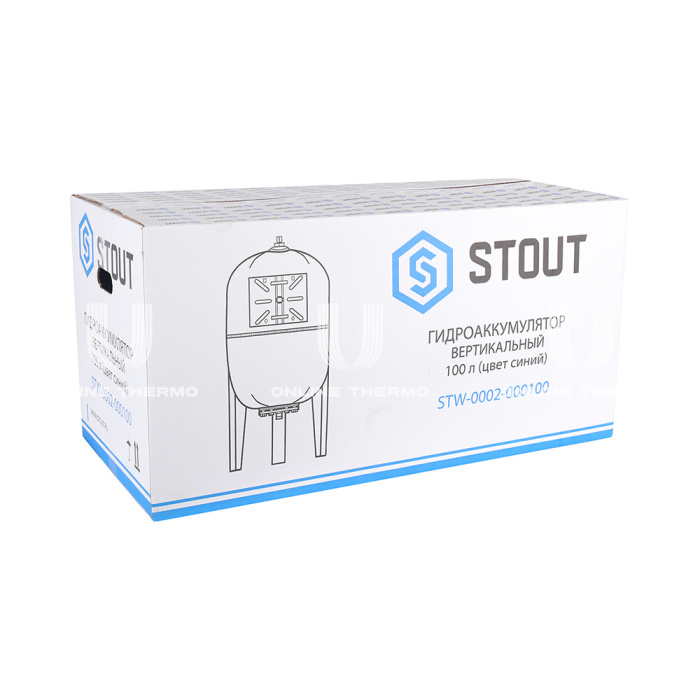 Гидроаккумулятор (расширительный бак) для водоснабжения Stout STW-0002-000100, 100 л, синий вертикальный, на ножках 