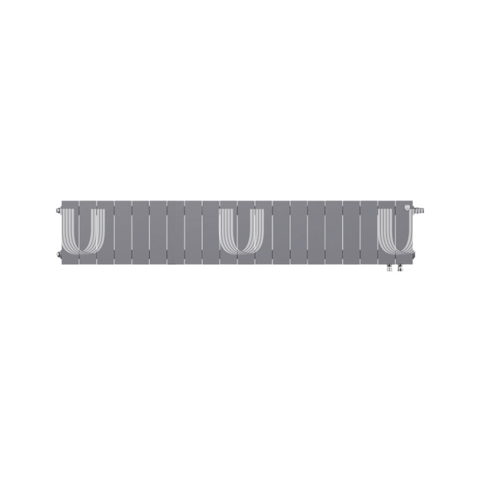 Биметаллический дизайн радиатор Royal Thermo PianoForte VD 200 Silver Satin (серый) VDR80 - 20 секций, нижнее правое подключение, 80мм 