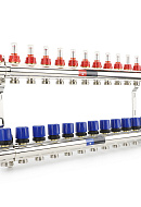Коллекторная группа с расходомерами Varmega VM15413 ВР 1", на 13 контуров 3/4" EK, латунь 