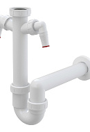 Сифон для мойки Alcaplast A82-DN40, L-образный, пластиковый, с накидной гайкой 6/4" и двумя подводками 