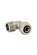 Угольник (угол) 90° с наружной резьбой Uni-Fitt 665N7200, 20х1/2", никелированный, компрессионный 