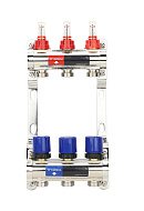 Коллекторная группа с расходомерами Varmega VM15403 ВР 1", на 3 контура 3/4" EK, латунь 