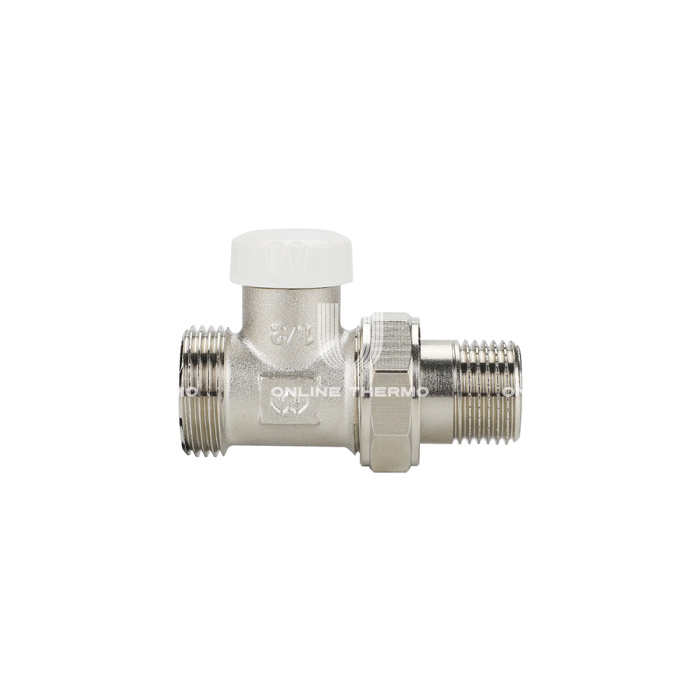 Запорный радиаторный клапан (вентиль) ручной регулировки Varmega VM10302, 1/2" x 3/4"EK НР, прямой 