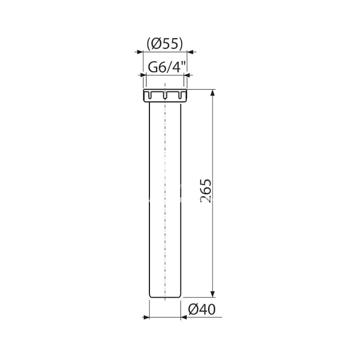 Патрубок Alcaplast A44MS-DN40, с накидной гайкой 6/4" и штуцером 
