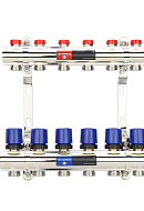 Коллекторная группа для отопления Varmega VM15806 ВР 1", на 6 контуров 3/4" EK, латунь 