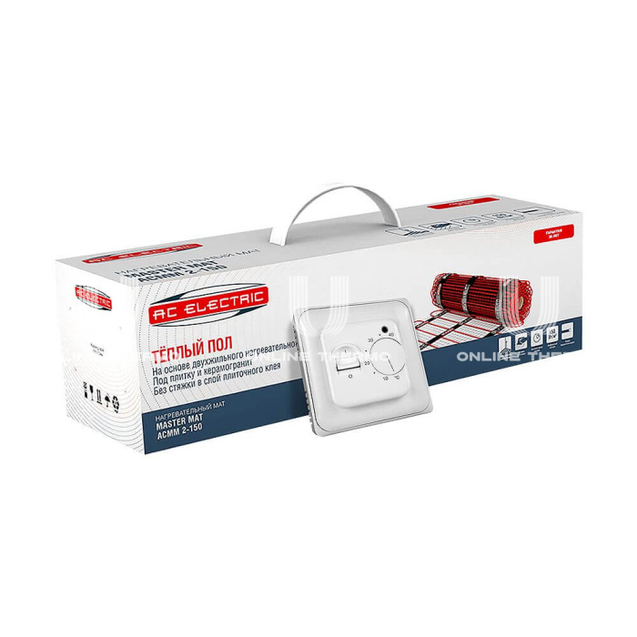 Мат нагревательный кабельный (комплект теплого пола с терморегулятором) AC Electric Master Mat АСММ 2-150-2 