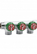 Регулирующий проходной коллектор Stout SMB 6849 341203 3/4" ВР-НР, на 3 контура 1/2", модульный, плоское уплотнение 