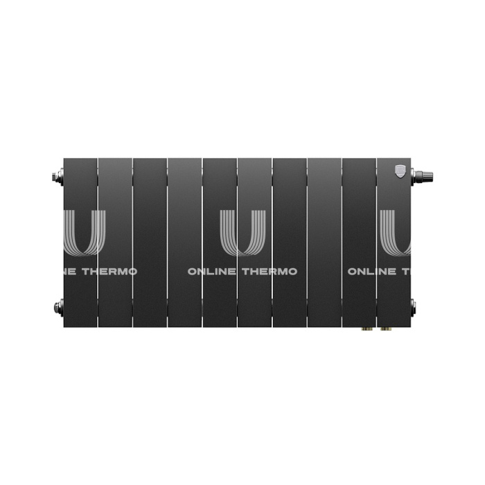Биметаллический дизайн радиатор Royal Thermo PianoForte VD 300 Noir Sable (черный) VDR80 - 8 секций, нижнее правое подключение, 80мм 