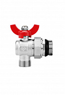 Комплект угловых шаровых кранов Varmega VM15956, 1"x3/4" НР-НР, с разъемным соединением, ручка-бабочка, для коллекторных групп 