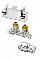 Присоединительный набор для полотенцесушителя Oventrop 1184284 Multiblock T/Uni SH, 1/2х3/4" НР-НР, угловой, хромированный 