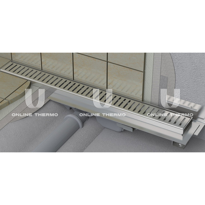 Душевой лоток (водоотводящий желоб) AlcaPlast APZ104-550 Flexible Low, регулируемый, к стене, горизонтальный сток - 550 мм 