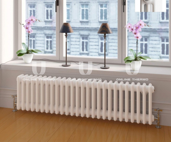 Стальной трубчатый радиатор Zehnder Charleston Completto 3030/14 V001 RAL 9016 1/2", нижний, белый, без крепления 