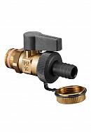 Кран шаровый дренажный со штуцером и заглушкой Oventrop Optiflex KFE 1033308, 1" НР-штуцер, ручка-флажок 
