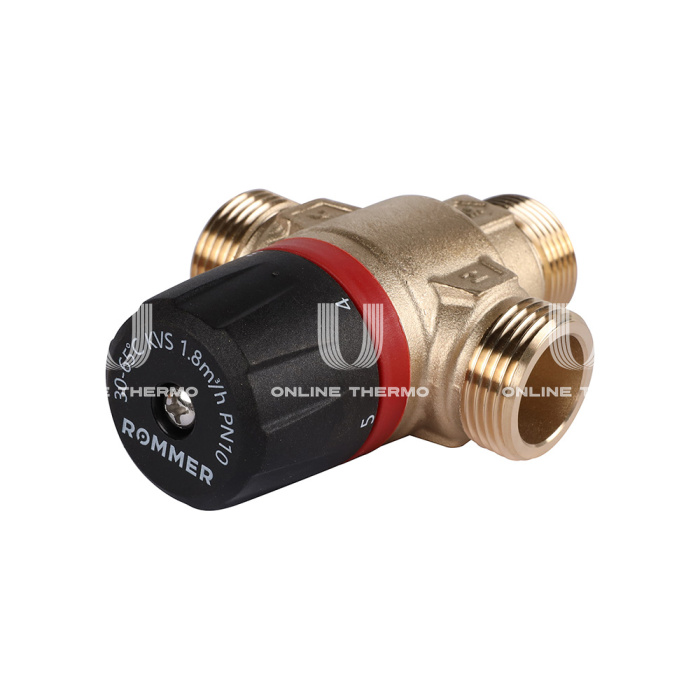 Термостатический смесительный клапан Rommer RVM-1121-186520 НР 3/4", Kvs 1.8, PN5, 30-65°C 