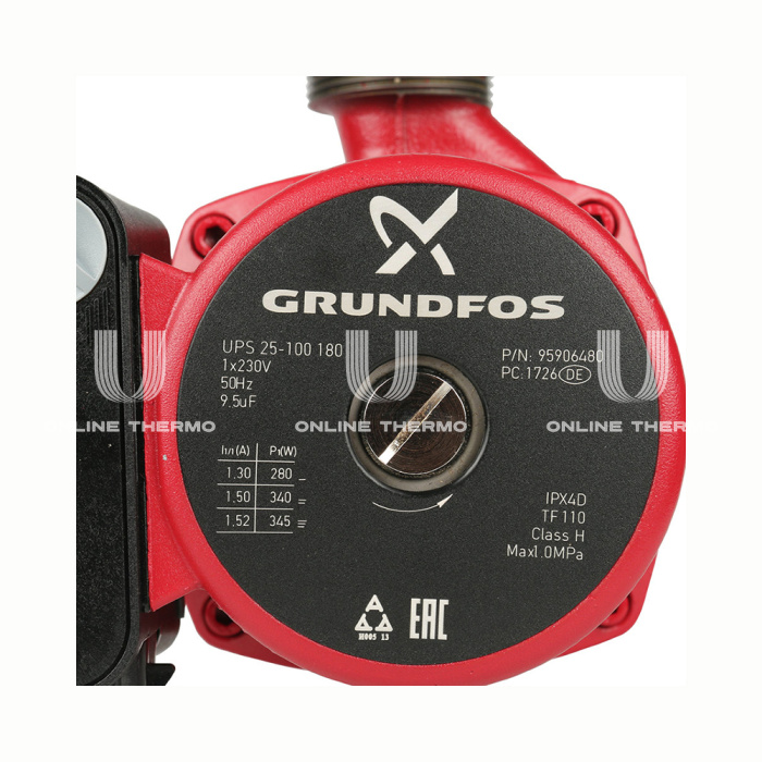 Насос циркуляционный Grundfos UPS 25-100 95906480, база 180 мм 