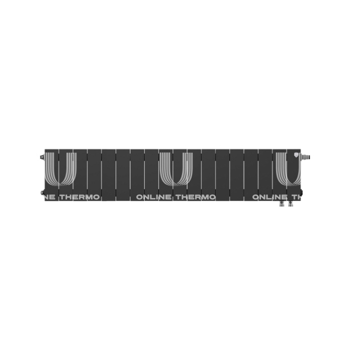 Биметаллический дизайн радиатор Royal Thermo PianoForte VD 200 Noir Sable (черный) VDR80 - 18 секций, нижнее правое подключение, 80мм 