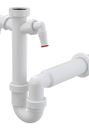 Сифон для мойки Alcaplast A82-DN50, L-образный, пластиковый, с накидной гайкой 6/4" и двумя подводками 