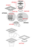 Сливной трап Alcaplast APV11, 150×150/110 мм, прямой сток, пластиковая решетка, мокрый гидрозатвор, воротник с двухровневой изоляцией 