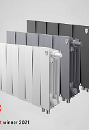 Биметаллический дизайн радиатор Royal Thermo PianoForte 300 Silver Satin (серый) VDR - 8 секций, нижнее правое подключение 